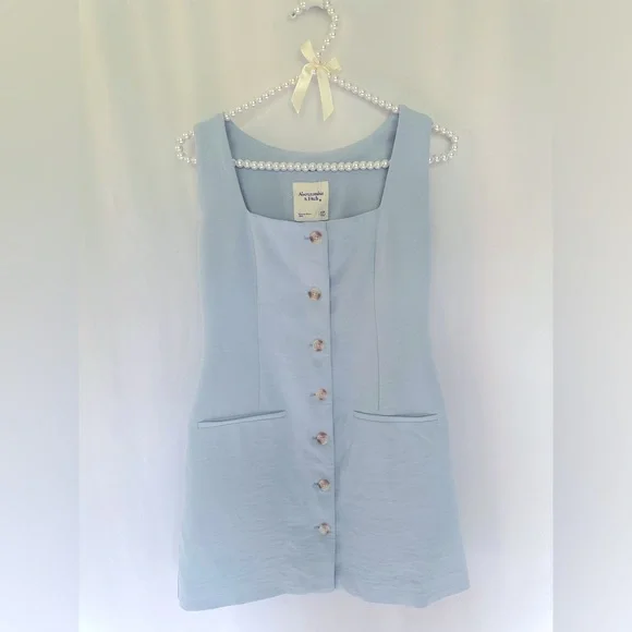 The A&F Mara Vest Blue Squareneck Mini Dress size:XSP - Picture 2 of 4